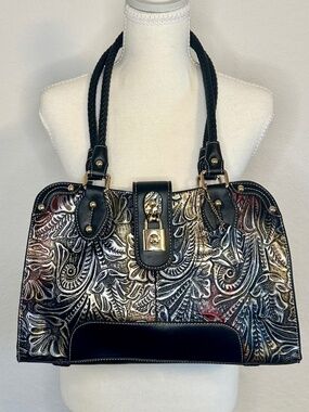 Madi Claire Embossed Iridescent Leather Shoulder bag, NWT